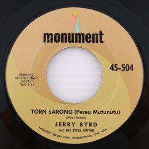 Jerry Byrd China Night/Torn Sarong 45 rpm Single Record 1962 Reissue 45-504 Rare